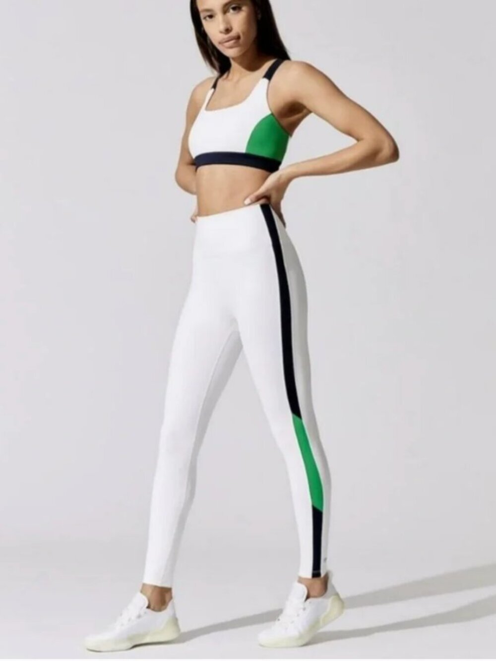Splits59 Claudia High-Waist Techflex 7/8 Leggings White Green Blue Small